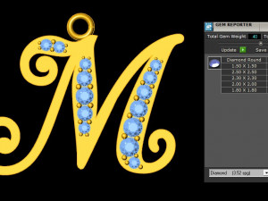 Alphabets letter M pendant 3D 모델