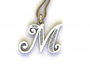 Alphabets letter M pendant 3D 모델