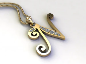 Alphabets letter N pendant 3D Model