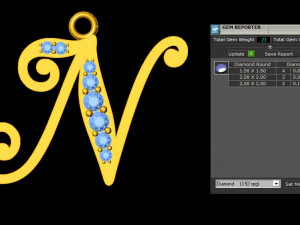 Alphabets letter N pendant 3D Model