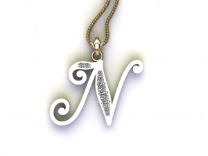 Alphabets letter N pendant 3D Model