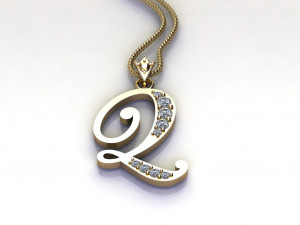 Alphabets letter Q pendant 3D Model