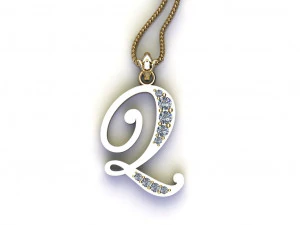Alphabets letter Q pendant 3D Model