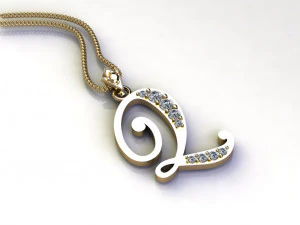 Alphabets letter Q pendant 3D Model