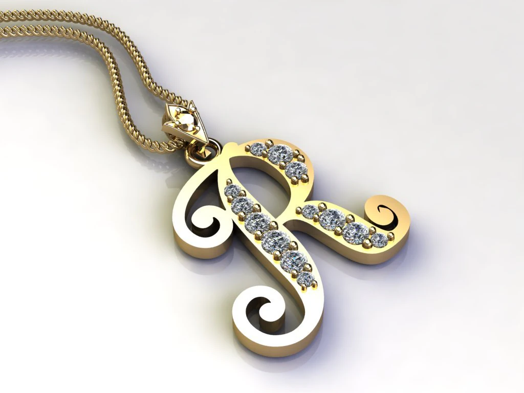 Alphabets letter R pendant 3D Model .c4d .max .obj .3ds .fbx .stl .blend