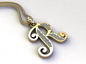 Alphabets letter R pendant 3D Model