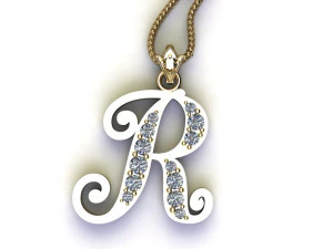 Alphabets letter R pendant 3D Model