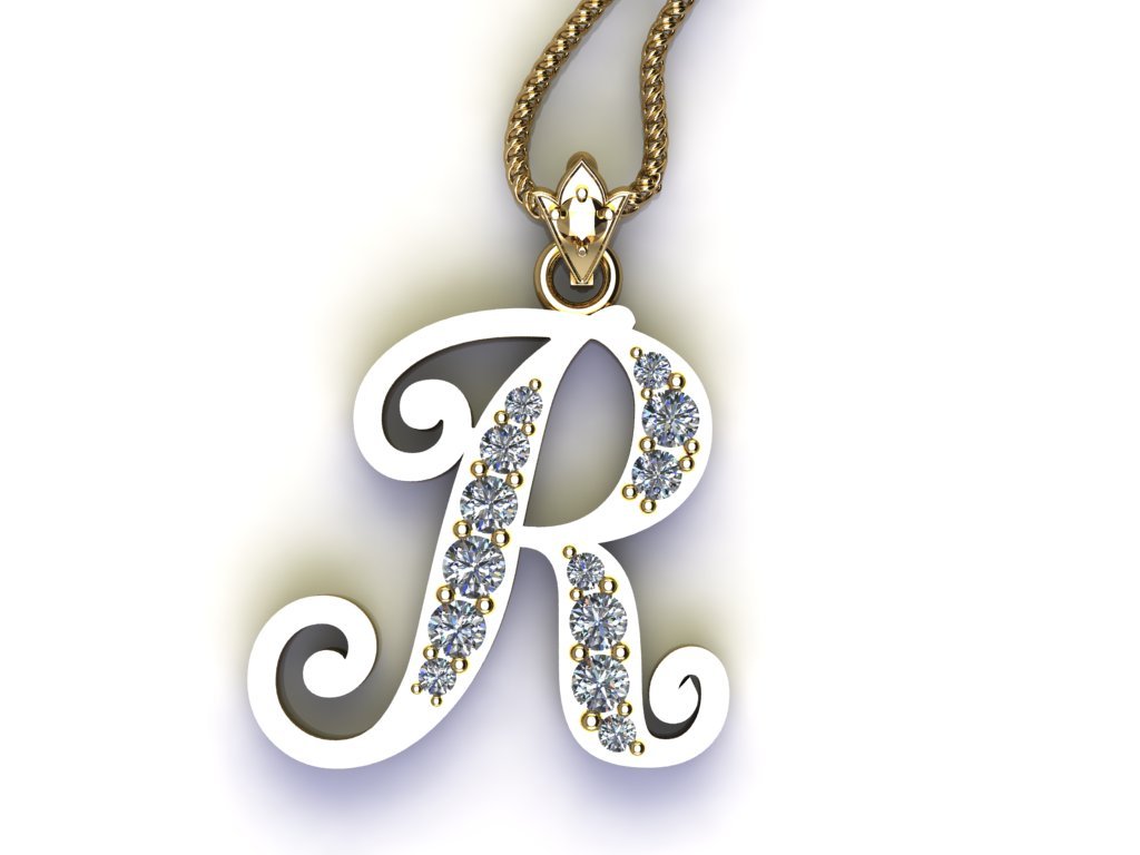Alphabets letter R pendant 3D Model in Jewellery 3DExport