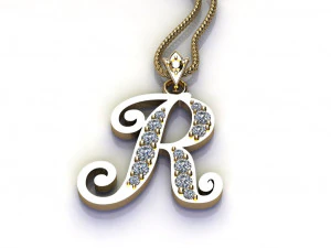 Alphabets letter R pendant 3D Model