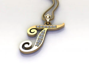 Alphabets letter T pendant 3D Model