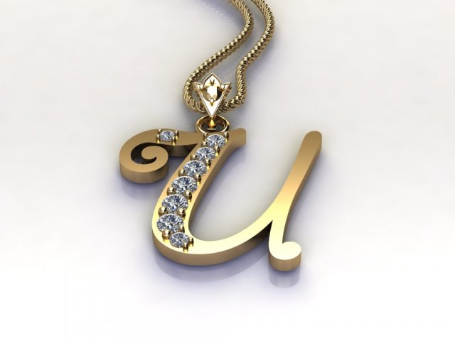 Alphabets letter U pendant 3D Model .c4d .max .obj .3ds .fbx .stl .blend 