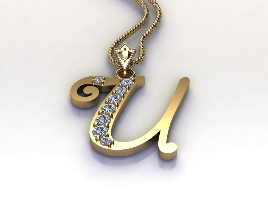 Alphabets letter U pendant 3D Model .c4d .max .obj .3ds .fbx .stl .blend 