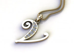 Alphabets letter V pendant 3D Model