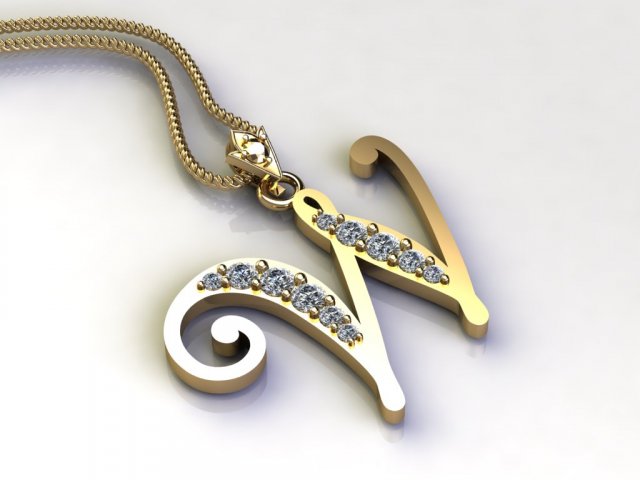 Alphabets letter W pendant 3D in 3DExport