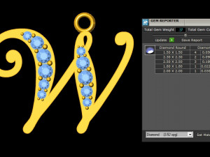 Alphabets letter W pendant 3D Модель