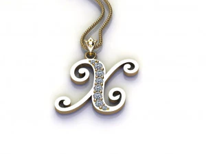 Alfabe harfi X kolye 3D Model