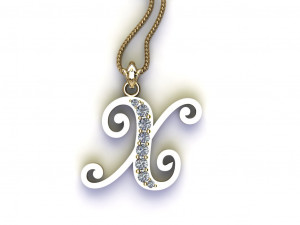 Alphabets letter X pendant Model 3D