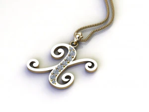 Alphabets letter X pendant 3D Model