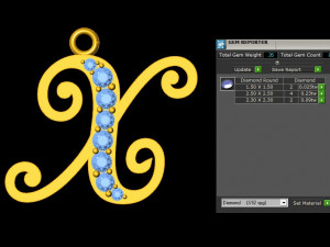 Alphabets letter X pendant Model 3D