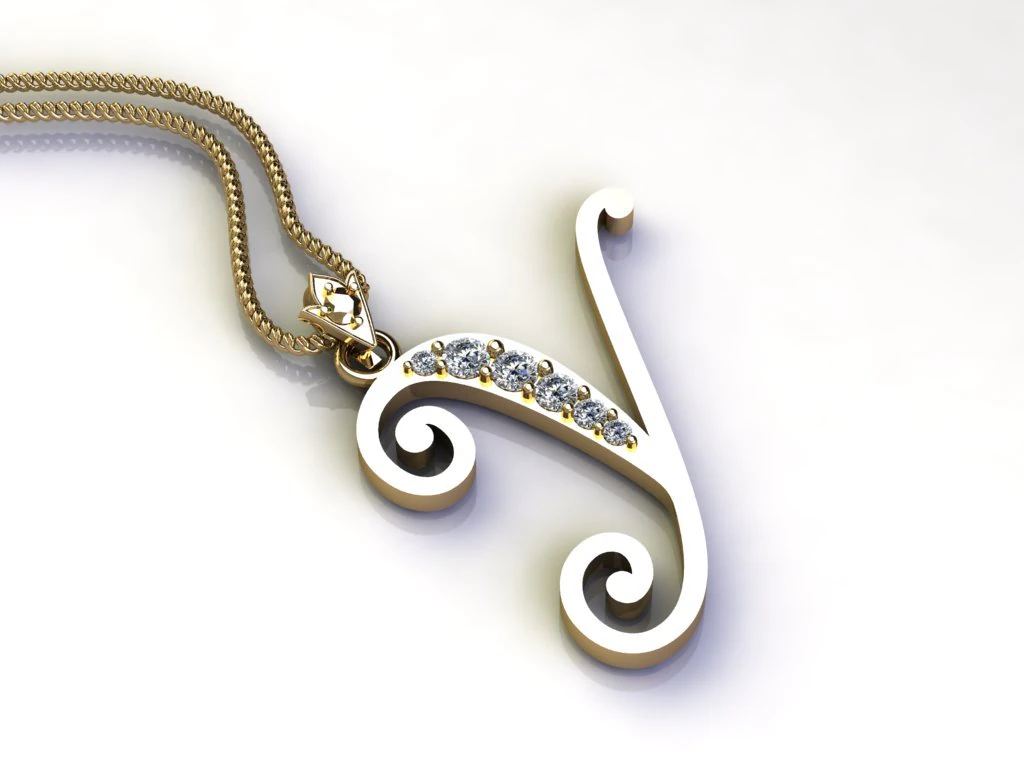 Alphabets letter Y pendant 3D Model .c4d .max .obj .3ds .fbx .stl .blend