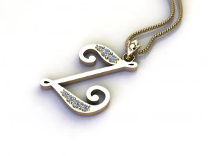 Alphabets letter Z pendant 3D Model