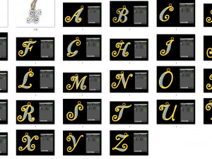 Alphabets letter A to Z pendant Modello 3D