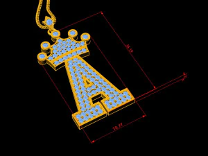 Alphabets letter A pendant 3D Model