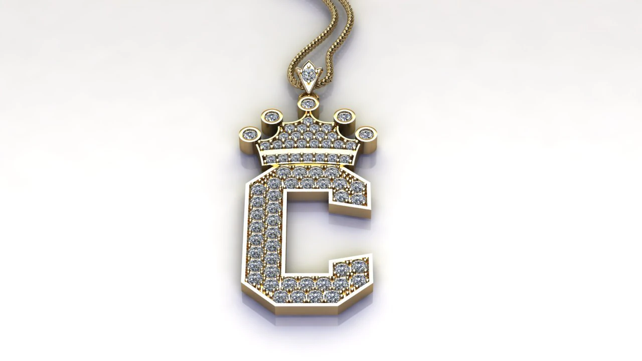 Alphabets letter C pendant 3D Model .c4d .max .obj .3ds .fbx .stl .blend