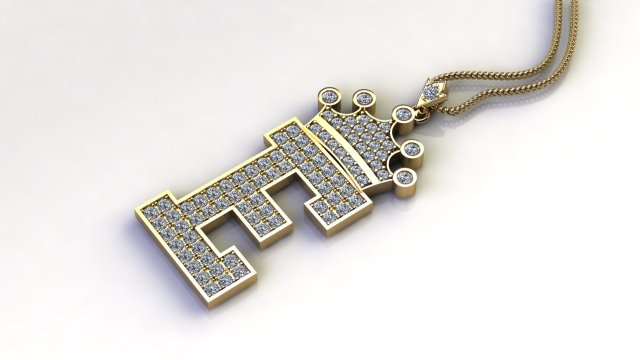 Alphabets letter E pendant 3D Model in Jewellery 3DExport