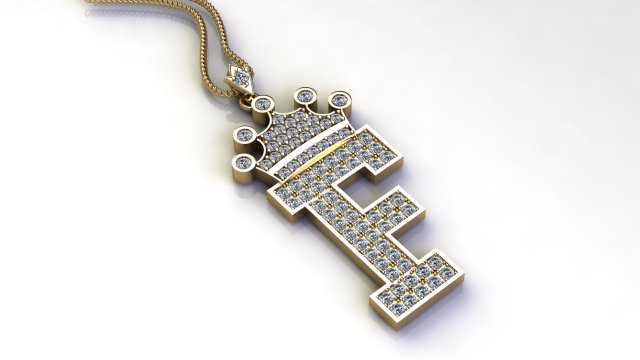 Alphabets letter F pendant 3D Model .c4d .max .obj .3ds .fbx .stl .blend 