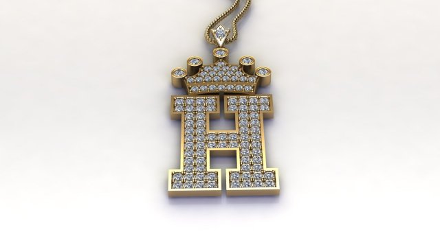 Alphabets letter H pendant 3D मॉडल .c4d .max .obj .3ds .fbx .stl .blend 