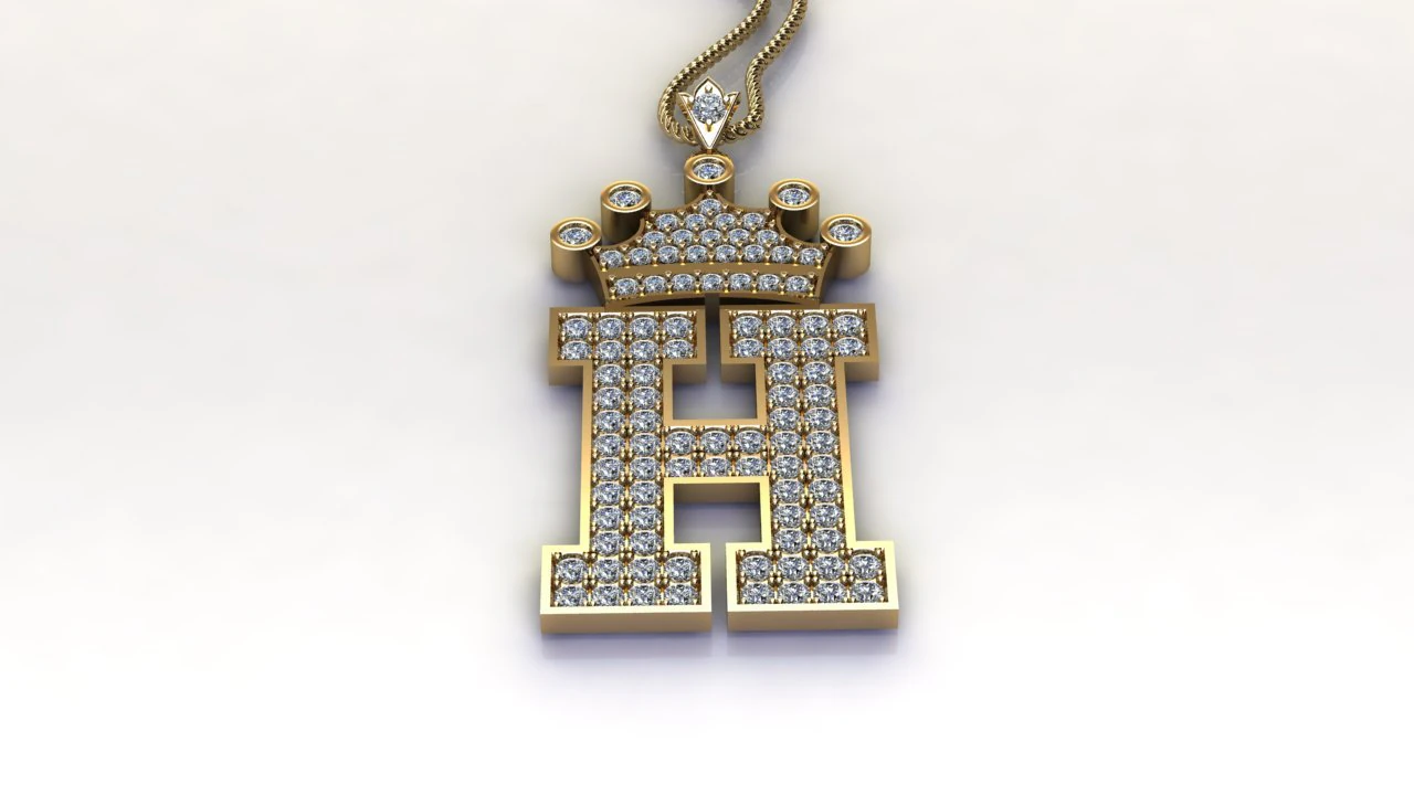 Alphabets letter H pendant 3D Model .c4d .max .obj .3ds .fbx .stl .blend 