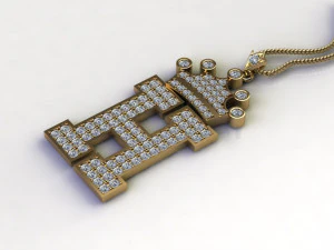Alphabets letter H pendant 3D Model