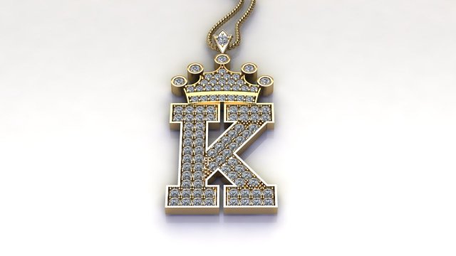 Alphabets letter K pendant Modelo 3D .c4d .max .obj .3ds .fbx .stl .blend 