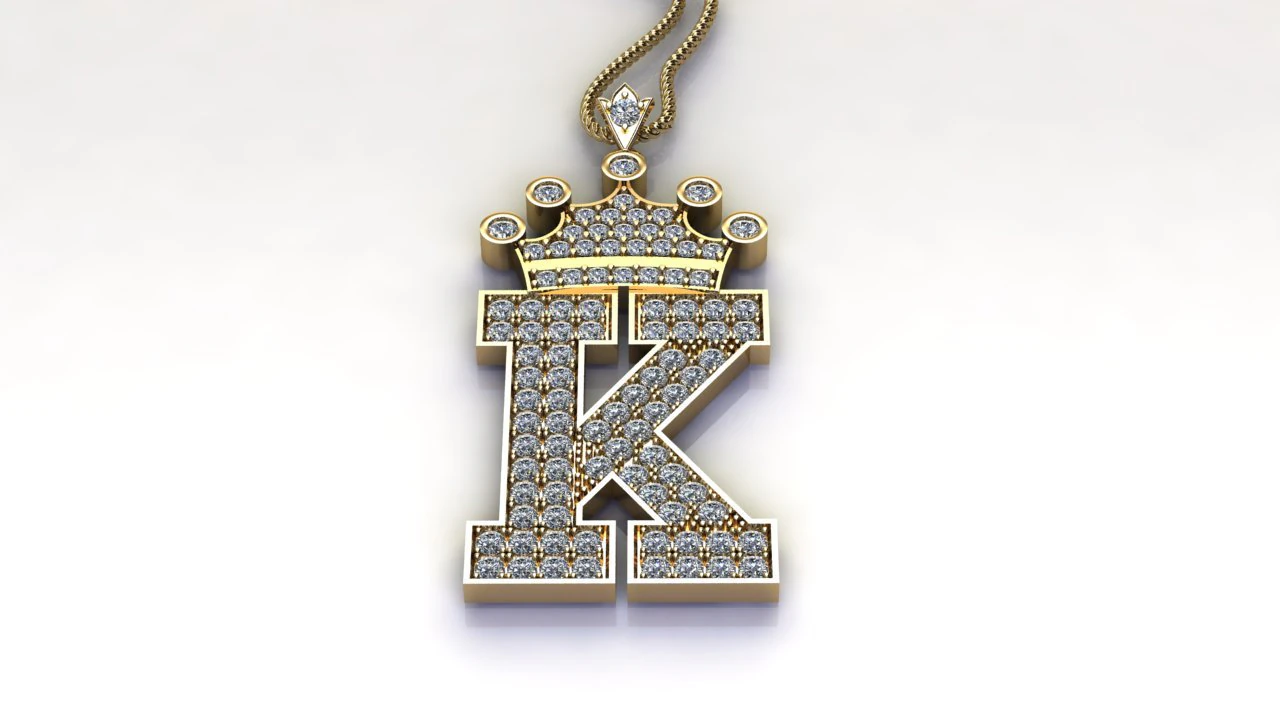 Alphabets letter K pendant 3D Model .c4d .max .obj .3ds .fbx .stl .blend