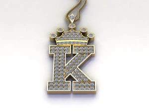 Alphabets letter K pendant 3D Model
