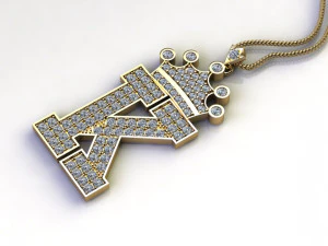 Alphabets letter K pendant 3D Model