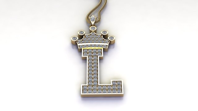Alphabets letter L pendant 3D Model .c4d .max .obj .3ds .fbx .stl .blend 