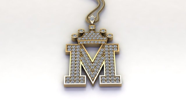 Alphabets letter M pendant 3D Model .c4d .max .obj .3ds .fbx .stl .blend 