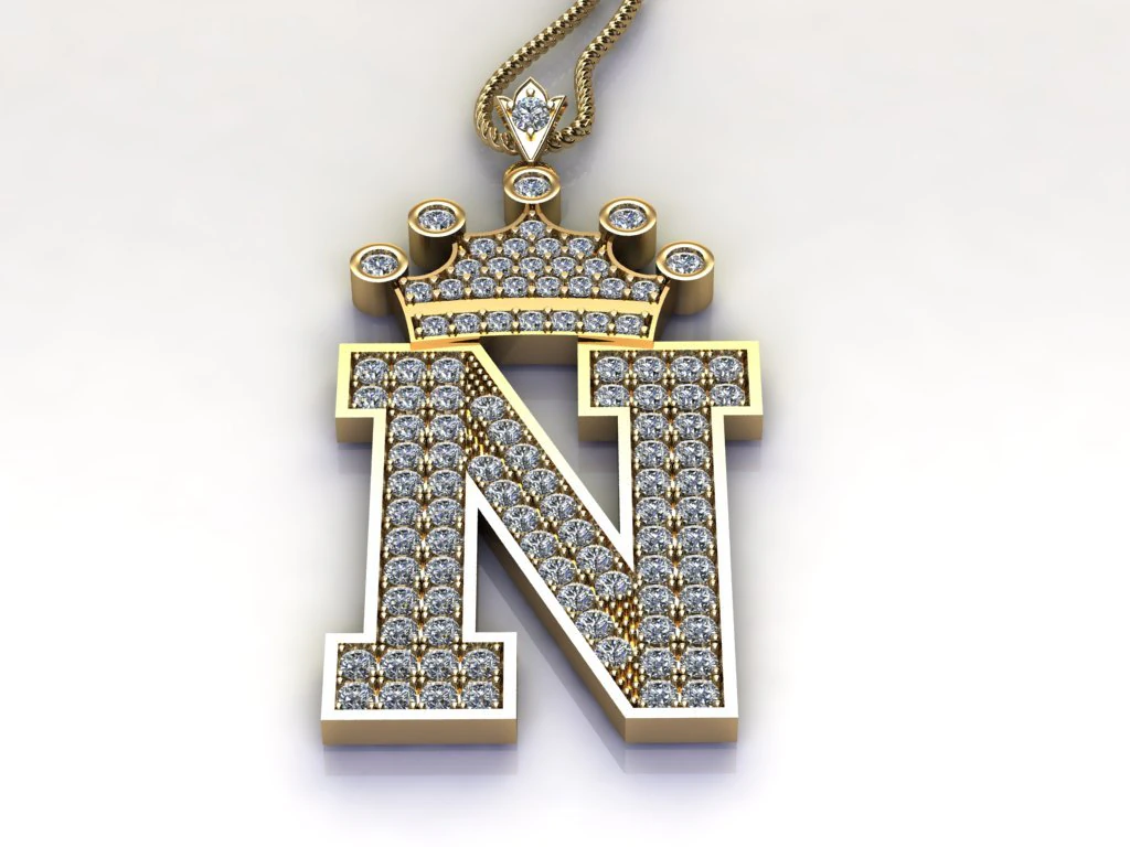 Alphabets letter N pendant 3D Model .c4d .max .obj .3ds .fbx .stl .blend 