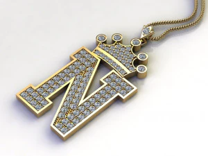Alphabets letter N pendant 3D Model