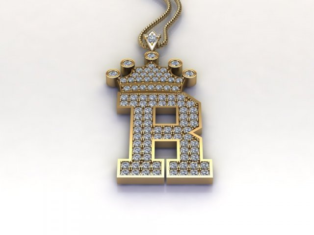 Alphabets letter R pendant 3D मॉडल .c4d .max .obj .3ds .fbx .stl .blend 