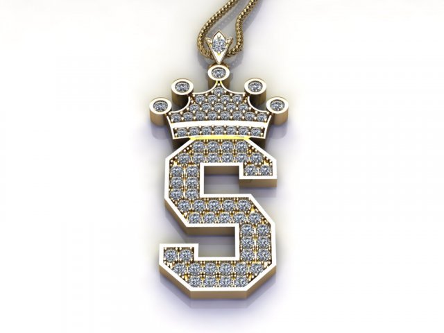 Alphabets letter S pendant 3D Model .c4d .max .obj .3ds .fbx .stl .blend 