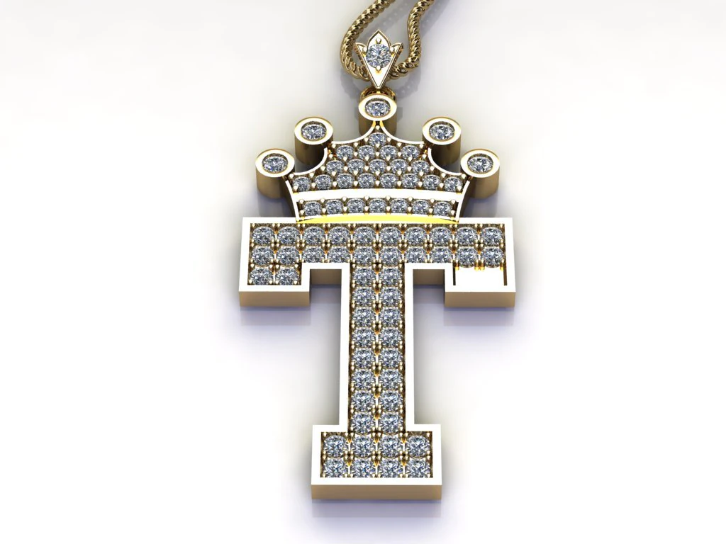 Alphabets letter T pendant 3D Model .c4d .max .obj .3ds .fbx .stl .blend