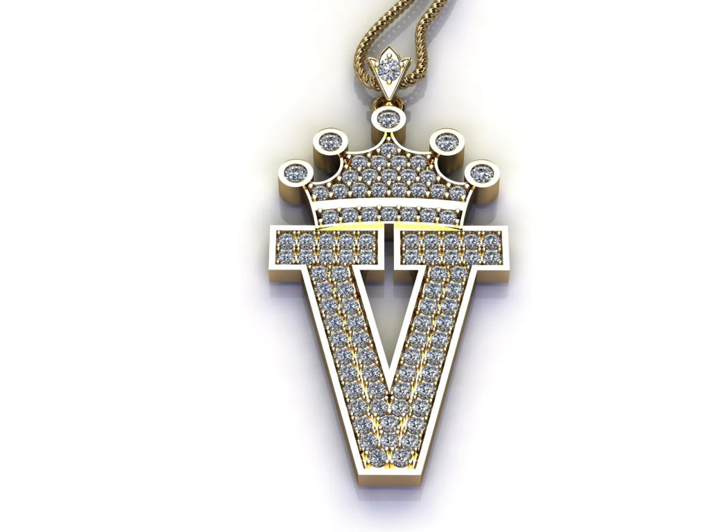Alphabets letter V pendant 3D Model .c4d .max .obj .3ds .fbx .stl .blend 