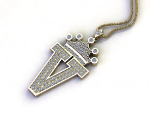 Alphabets letter V pendant 3D Model