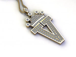Alphabets letter V pendant 3D Model