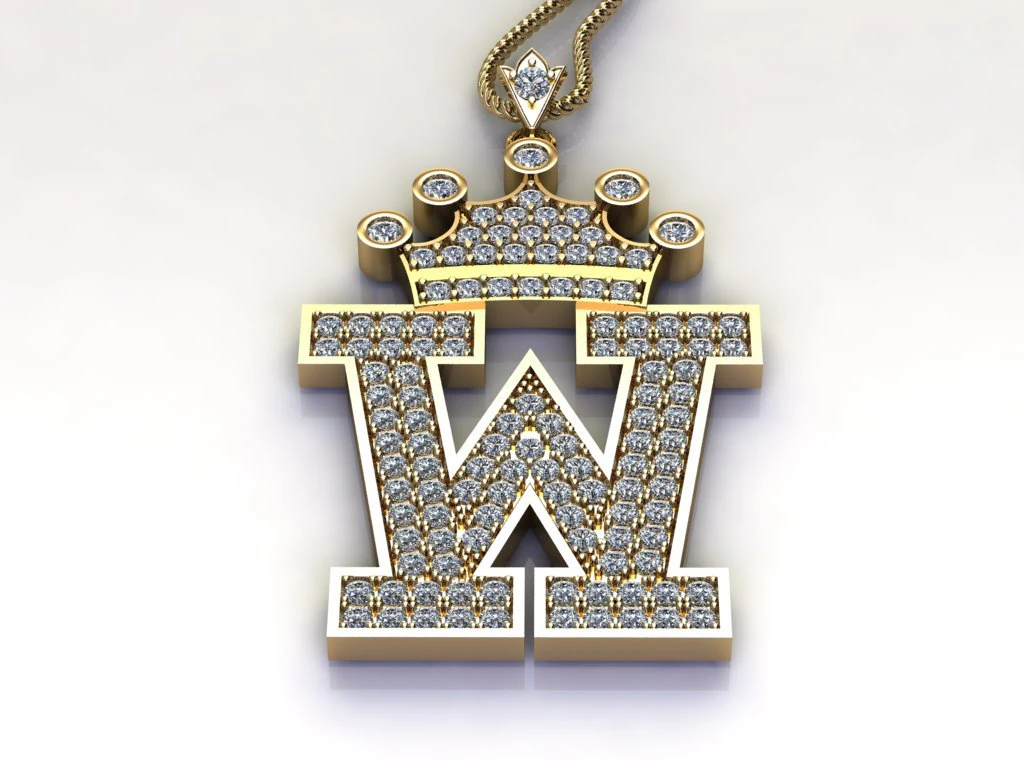 Alphabets letter W pendant 3D Model .c4d .max .obj .3ds .fbx .stl .blend 