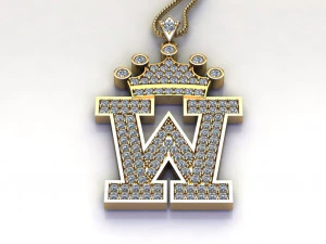 Ciondolo con lettera W dell'alfabeto Modello 3D