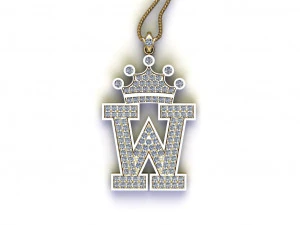Alphabets letter W pendant 3D Model